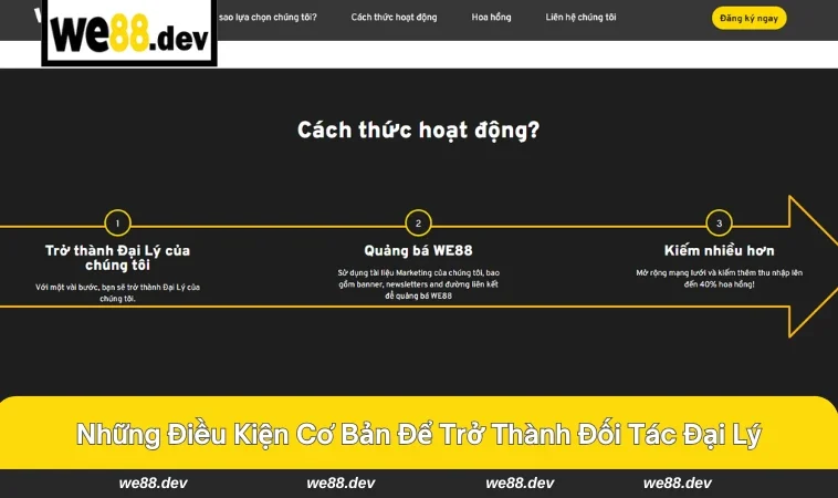 Đại Lý WE88 2 Điều kiện cơ bản để trở thành đại lý hợp pháp của WE88.