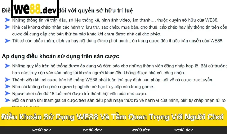 Điều Khoản Sử Dụng WE88 1 Điều khoản sử dụng - Bảo mật công bằng cho người chơi