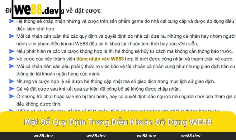 Điều Khoản Sử Dụng WE88 2 Quản lý tài khoản minh bạch theo nội quy