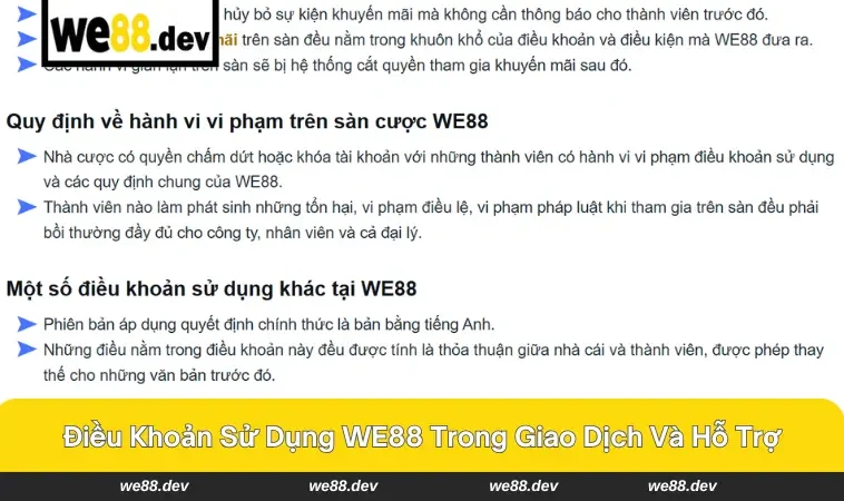 Điều Khoản Sử Dụng WE88 3 Nạp rút an toàn với điều khoản tại WE88