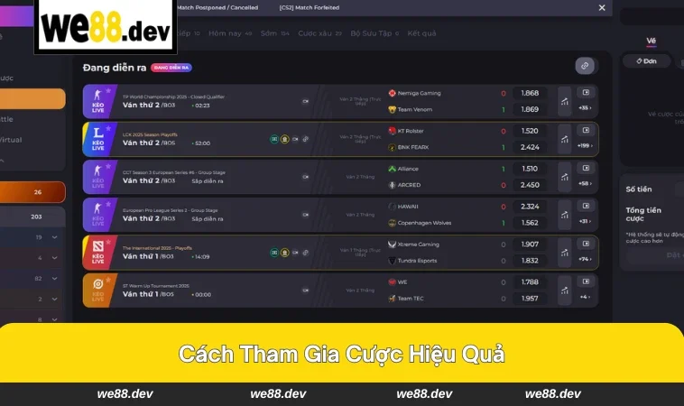 E-Sports WE88 3 Người chơi tập trung và tự tin khi đặt cược e-sports.