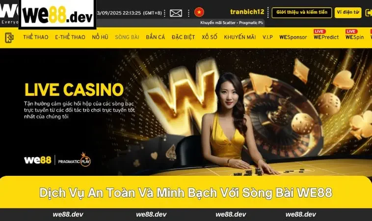 Sòng Bài WE88 2 Người chơi trải nghiệm baccarat và roulette hấp dẫn