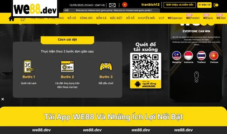 Tải App WE88 1 Người chơi dễ dàng trải nghiệm sau khi tải app