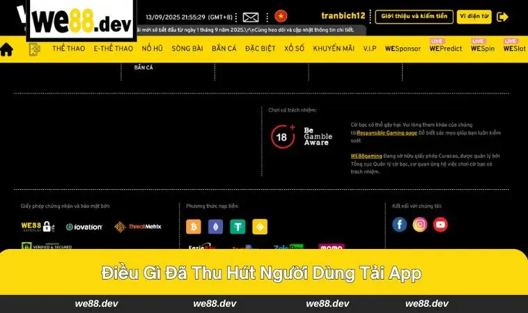 Tải App WE88 2 Giao diện hiện đại cùng thao tác đơn giản trên di động