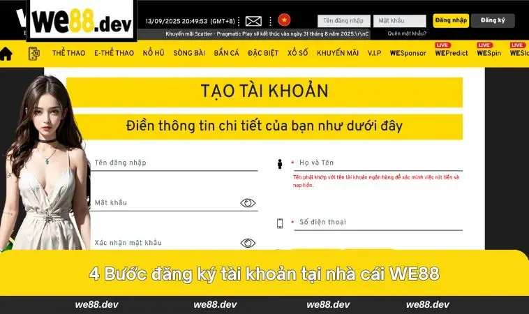 We88 32 Thực hiện đăng ký nhanh chóng chỉ với 4 thao tác căn bản