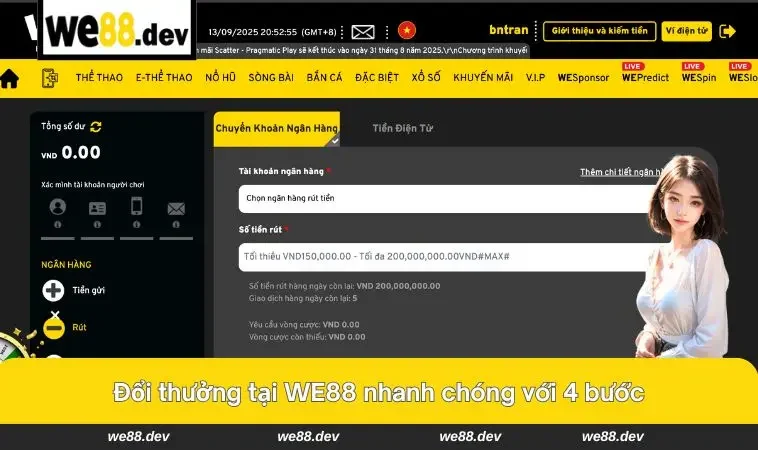 We88 35 Rút thưởng WE88 cực dễ chỉ với 4 bước